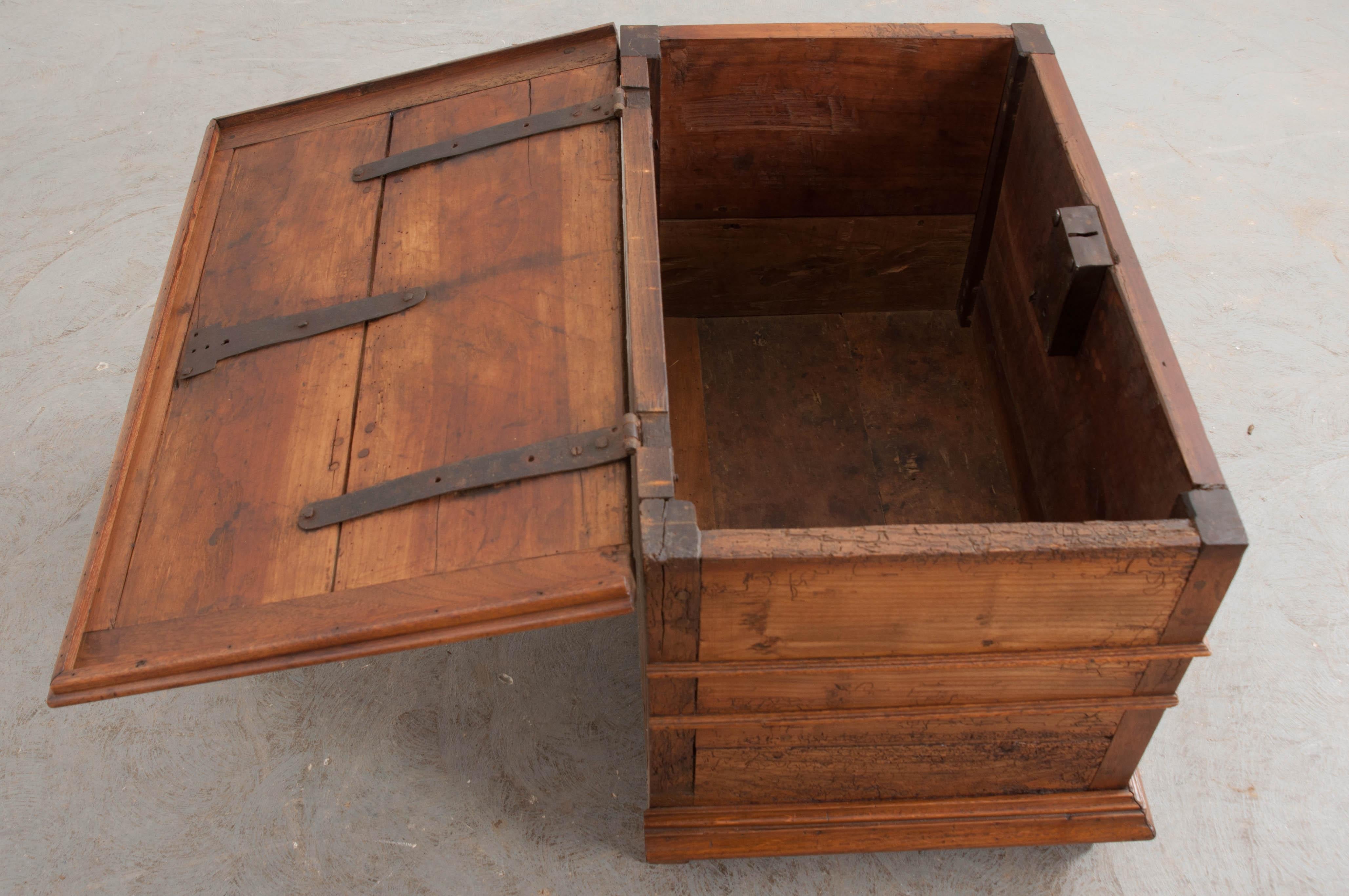 French 18th Century Transitional Walnut Trunk 4