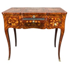 French 18th century Vanity or Poudreuse with exquisite Marquetry Decor