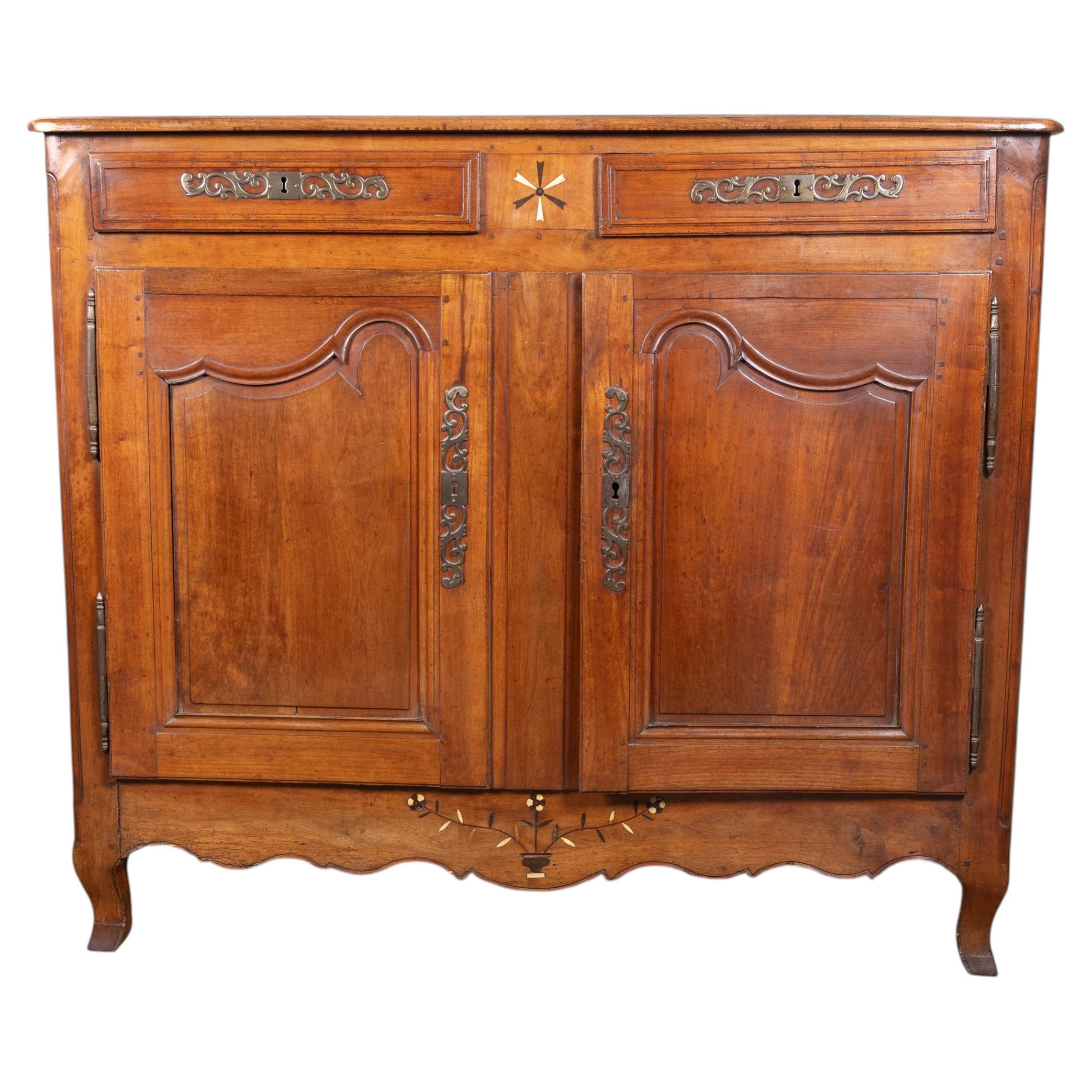French 18th Century Walnut Buffet with Ebony Inlay For Sale