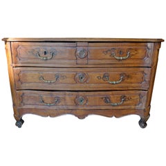 French 18th Century Walnut Chest of Drawers with 4 Drawers and Original Hardware