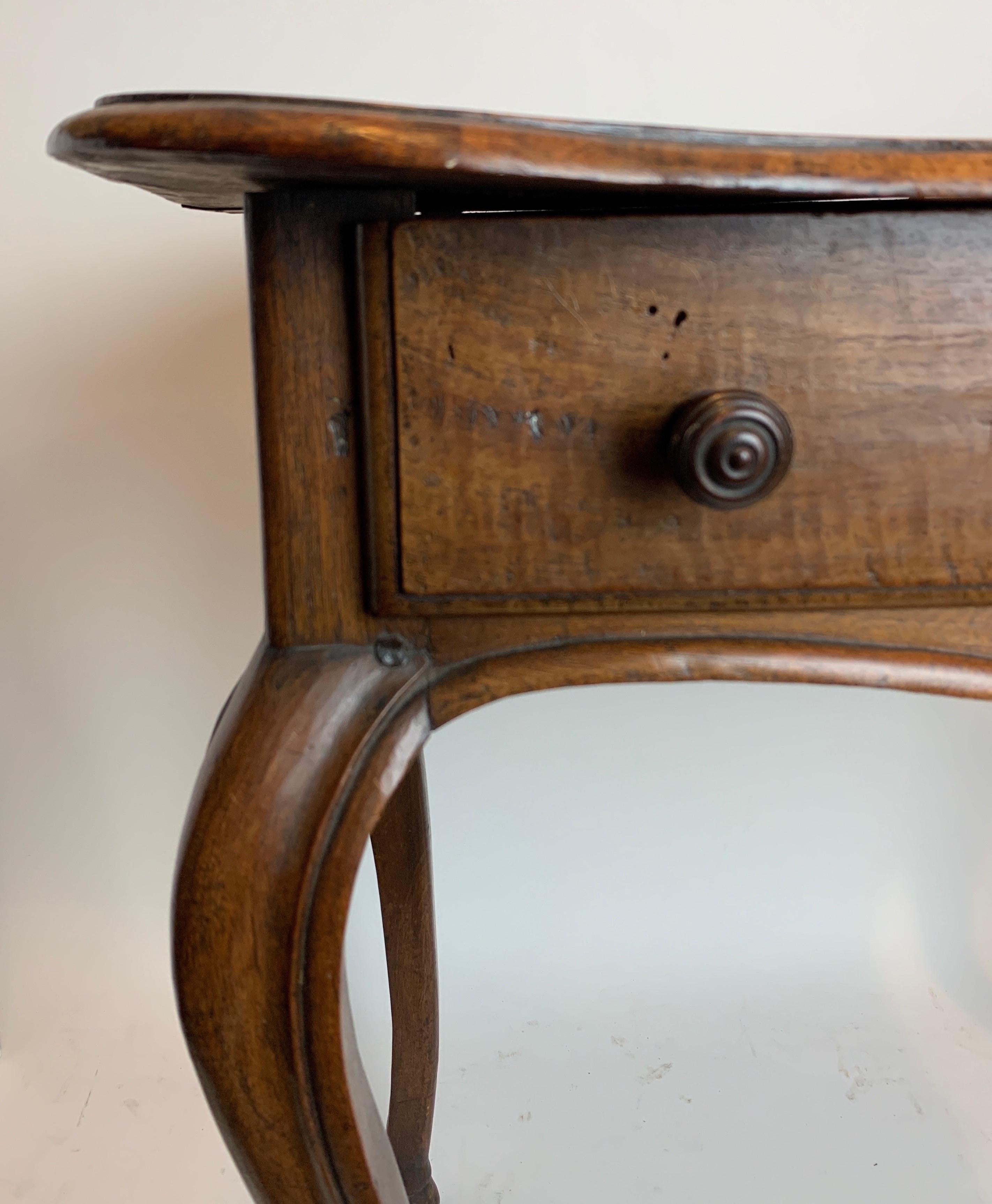 French 18th Century Walnut One Drawer Table In Fair Condition In Ft. Lauderdale, FL