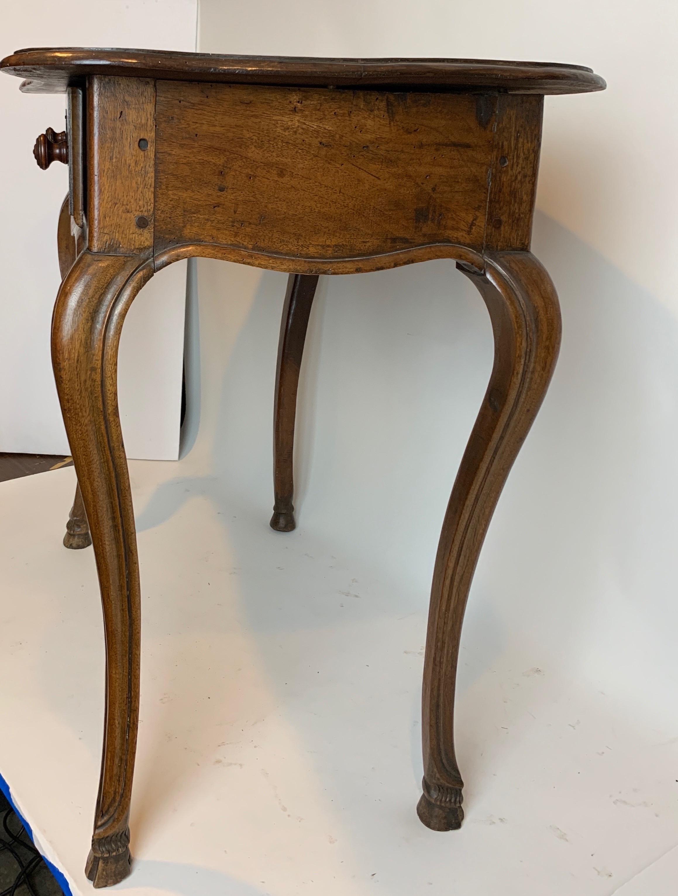 French 18th Century Walnut One Drawer Table 2