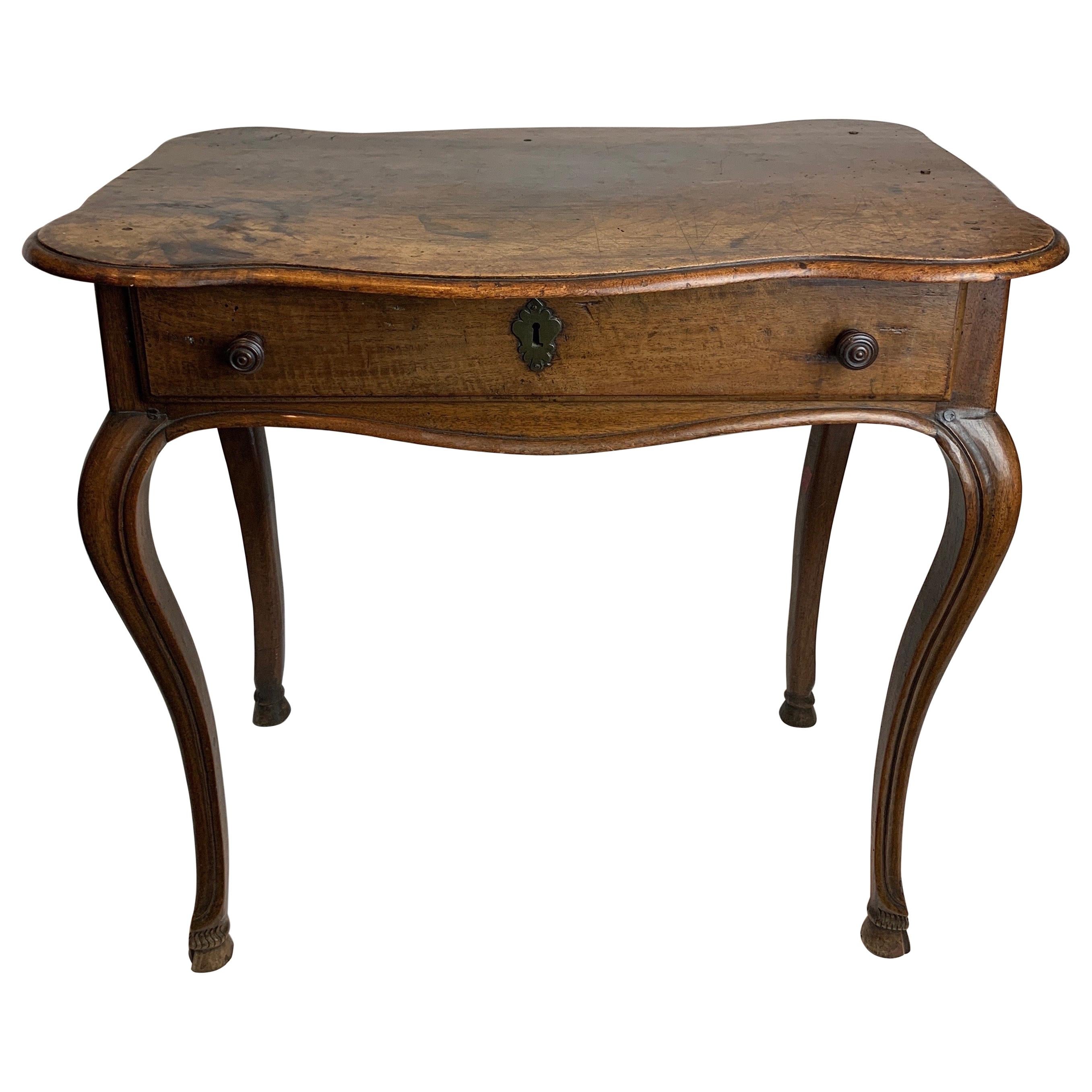 French 18th Century Walnut One Drawer Table