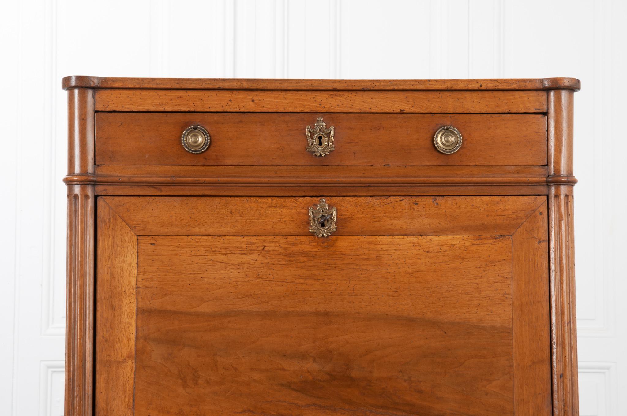 Carved French 18th Century Walnut Secrétaire à Abattant
