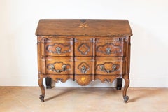 French 18th Century Walnut Slant-Front Desk on Three-Drawer Commode en Arbalète
