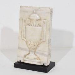 French, 18th Century White Marble Panel depicting a vase