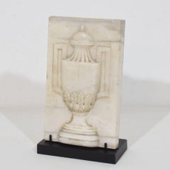 French, 18th Century White Marble Panel depicting a vase