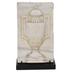 French, 18th Century White Marble Panel depicting a vase