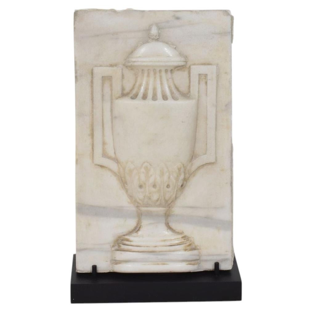 French, 18th Century White Marble Panel depicting a vase