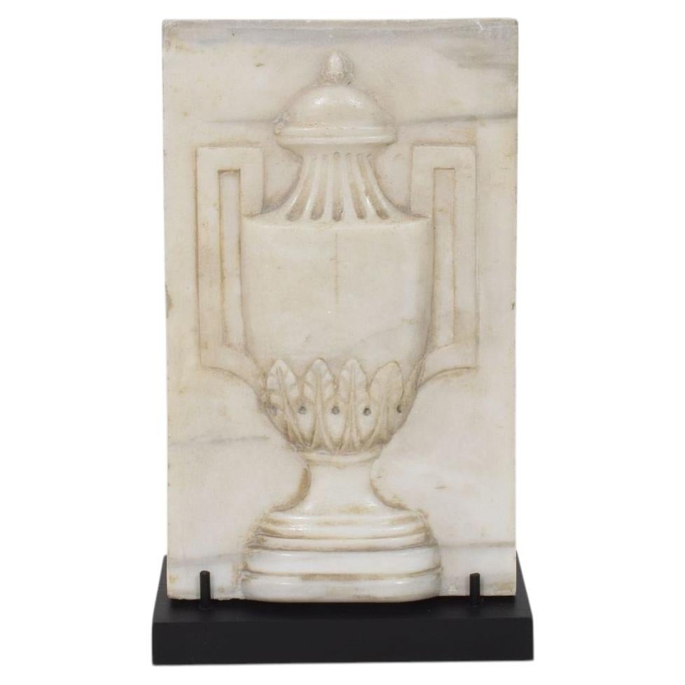 French, 18th Century White Marble Panel depicting a vase For Sale