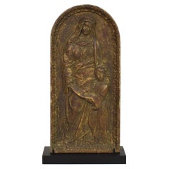 French 18th Century Wooden Panel with Mother Ann And Maria