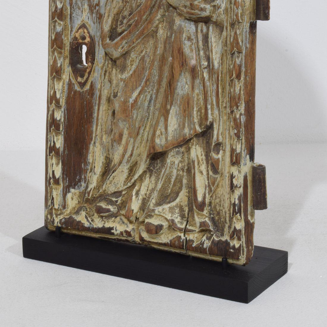 French 18th Century Wooden Tabernacle Door Depicting Christ / Salvator Mundi For Sale 4