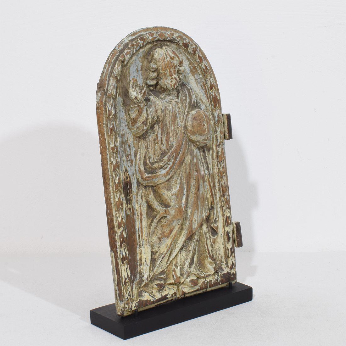 Baroque French 18th Century Wooden Tabernacle Door Depicting Christ / Salvator Mundi For Sale