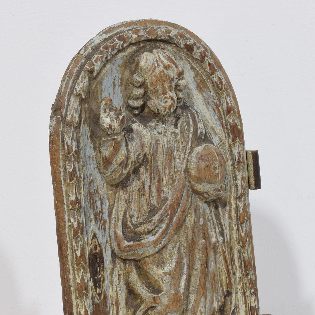 French 18th Century Wooden Tabernacle Door Depicting Christ / Salvator Mundi For Sale 2