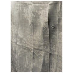 French 18th Linen Damask Tablecloth and Napkins - La Bataille de Fontenoy 