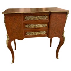 French 19 Cabinet with Marquetry and Bronze Mounts, Louis XV, Style