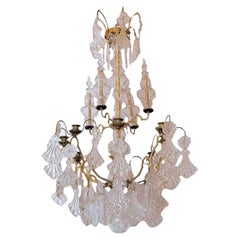 Francese del 19° secolo  Bronzo stile Baccarat  e lampadario in cristallo