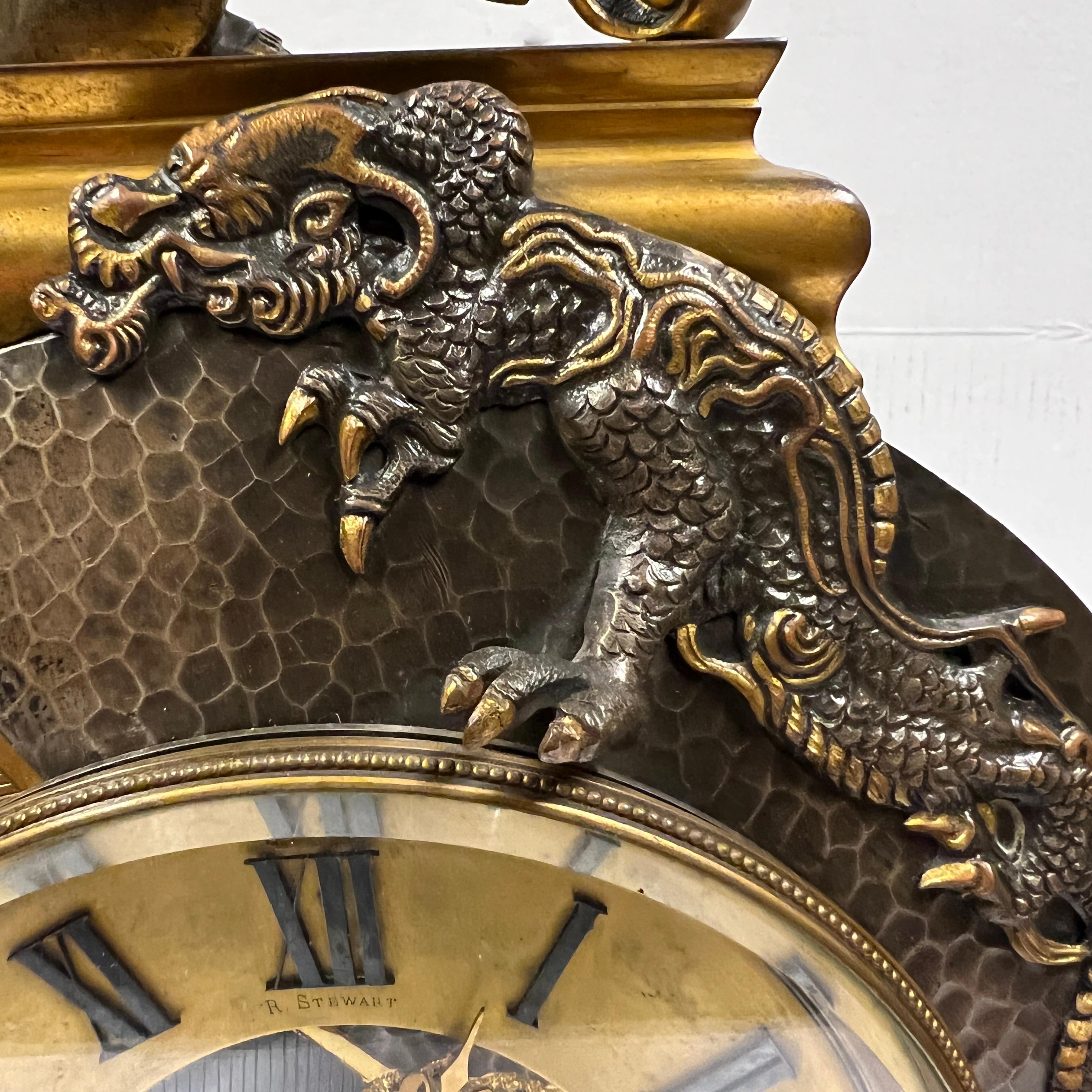 French 19 Century Chinoiserie Bronze Clock Garniture 8