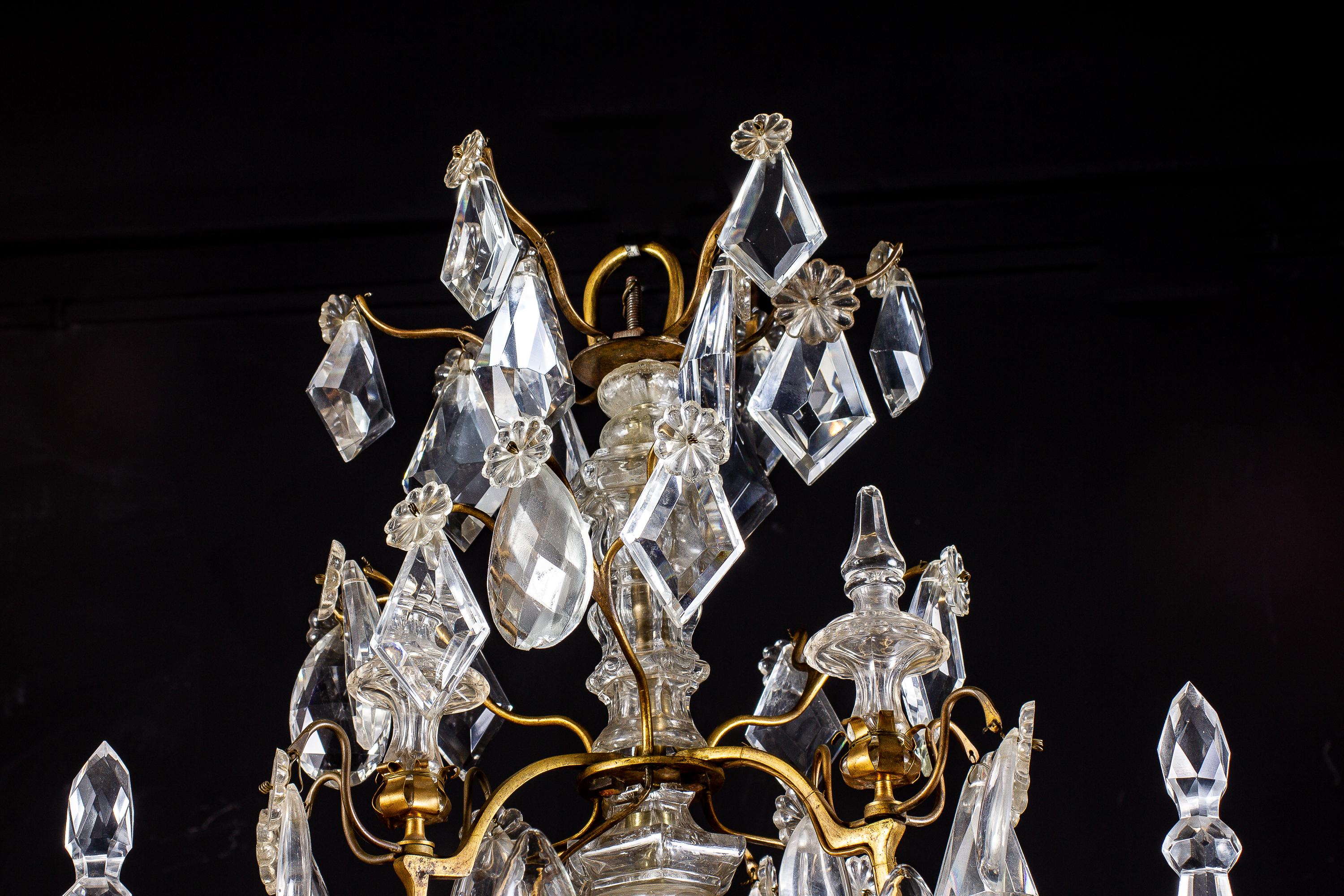 French 19th Century Crystal and Gilt Bronze Chandelier 1
