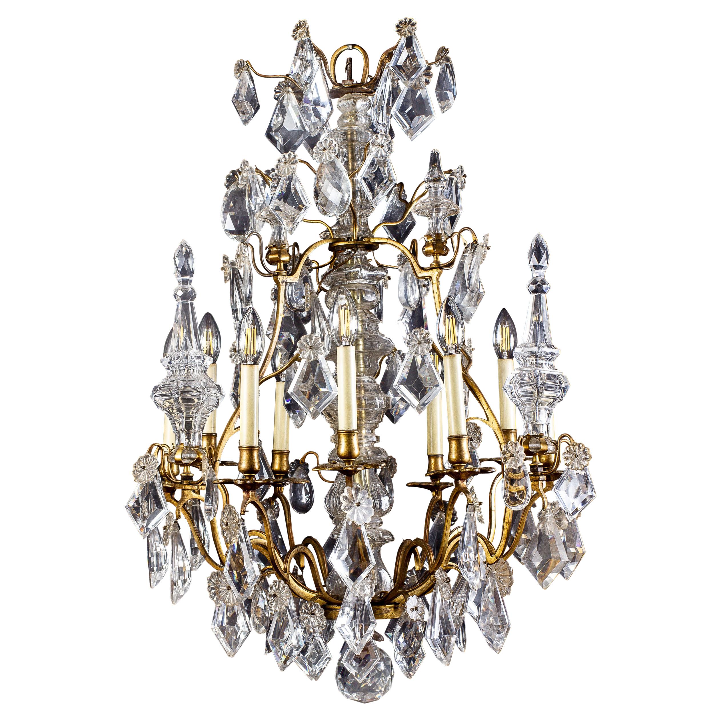 French 19th Century Crystal and Gilt Bronze Chandelier