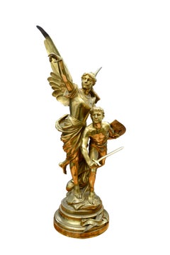 French 19 Century Gilt Bronze Figural Group Titled Pro Patria by Edouard Drouot