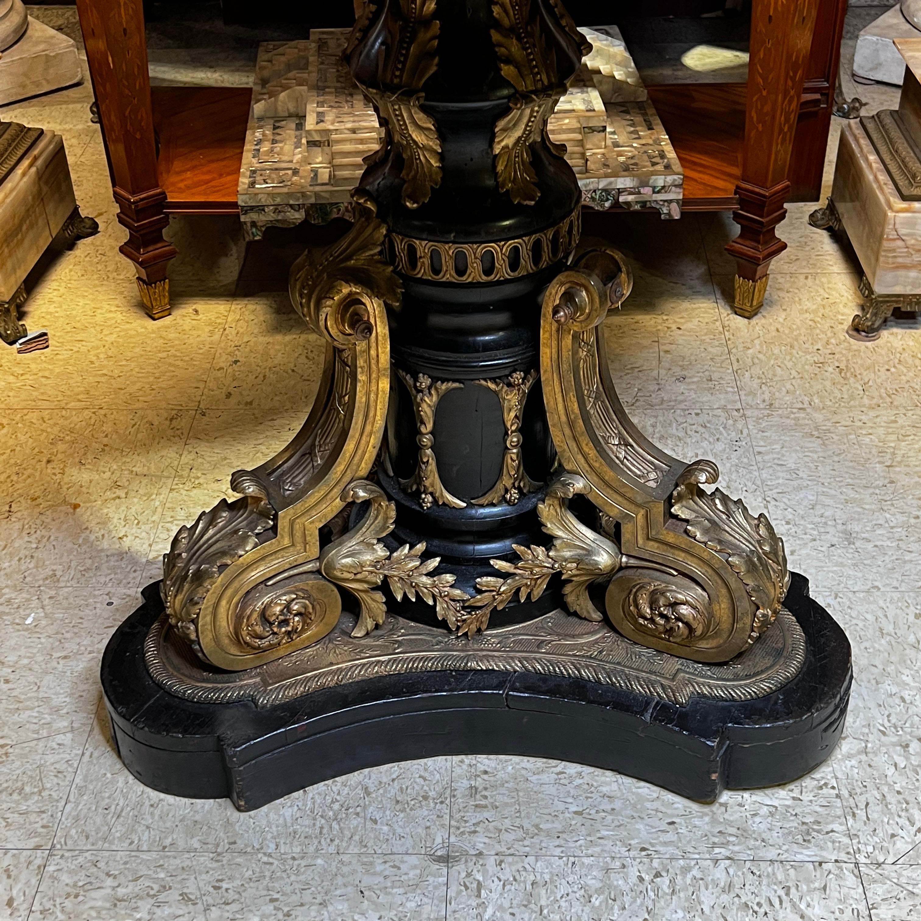 French 19 Century Louis XVI Style Gilt Bronze and Serves Porcelain Center Table 6