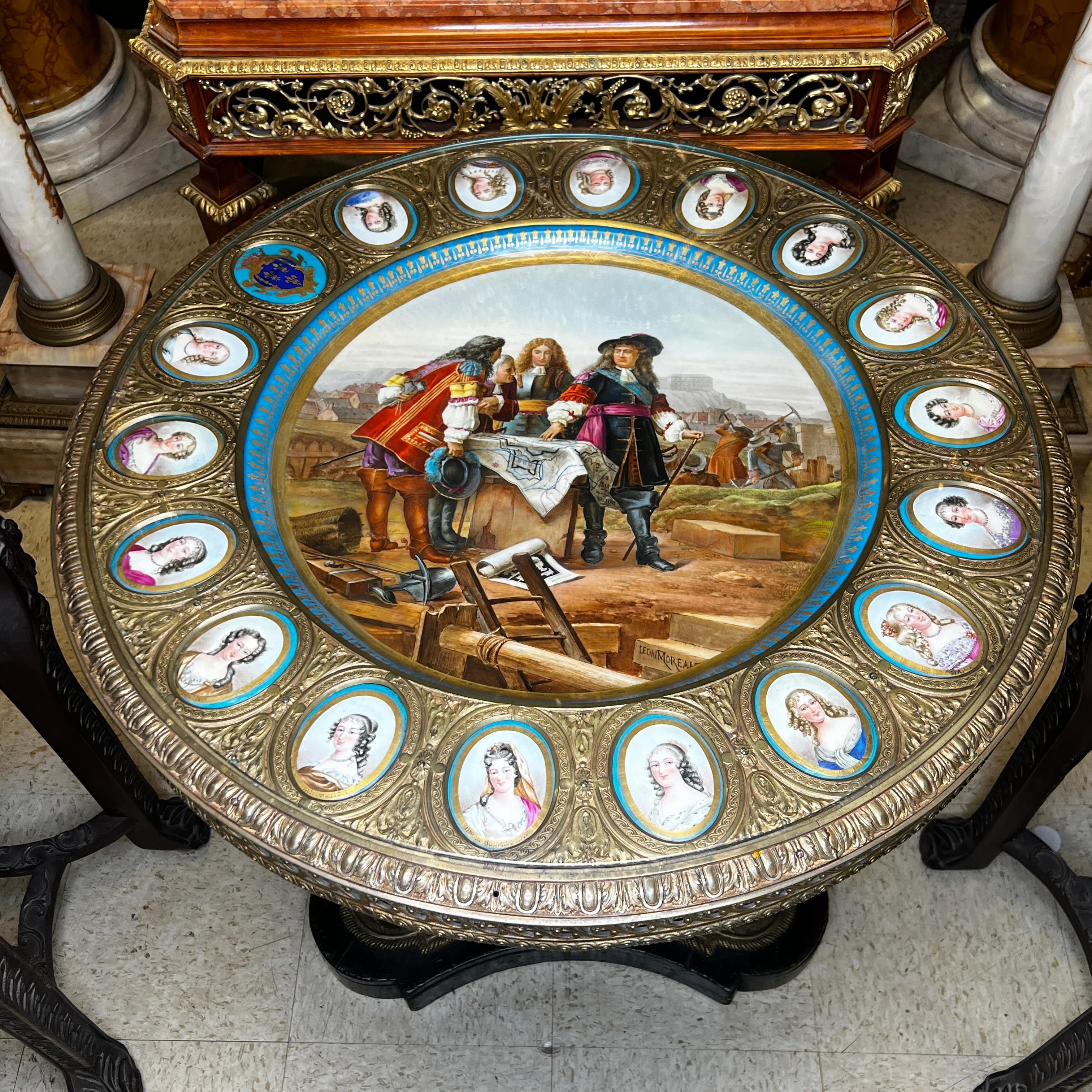 19th Century French 19 Century Louis XVI Style Gilt Bronze and Serves Porcelain Center Table