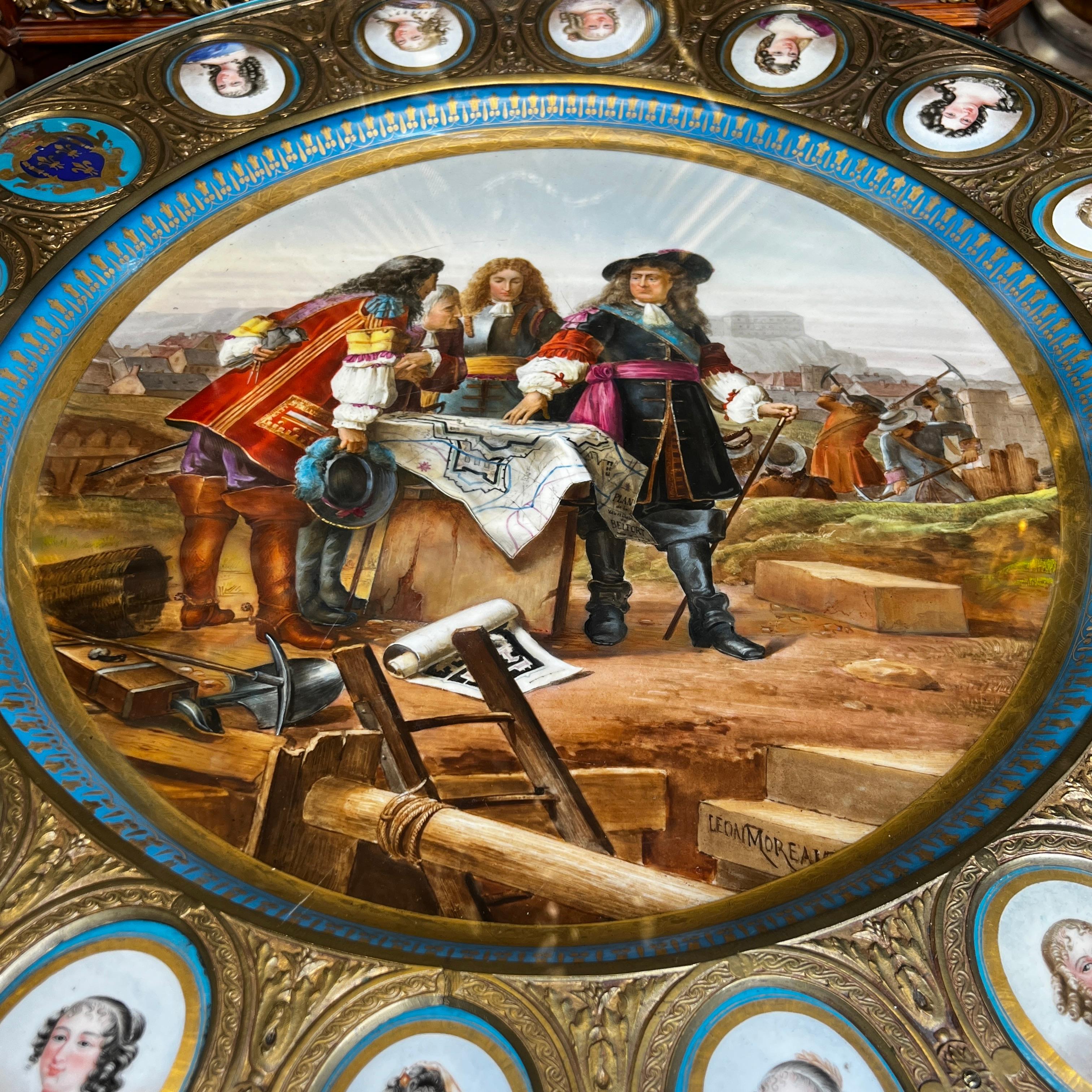 French 19 Century Louis XVI Style Gilt Bronze and Serves Porcelain Center Table 1