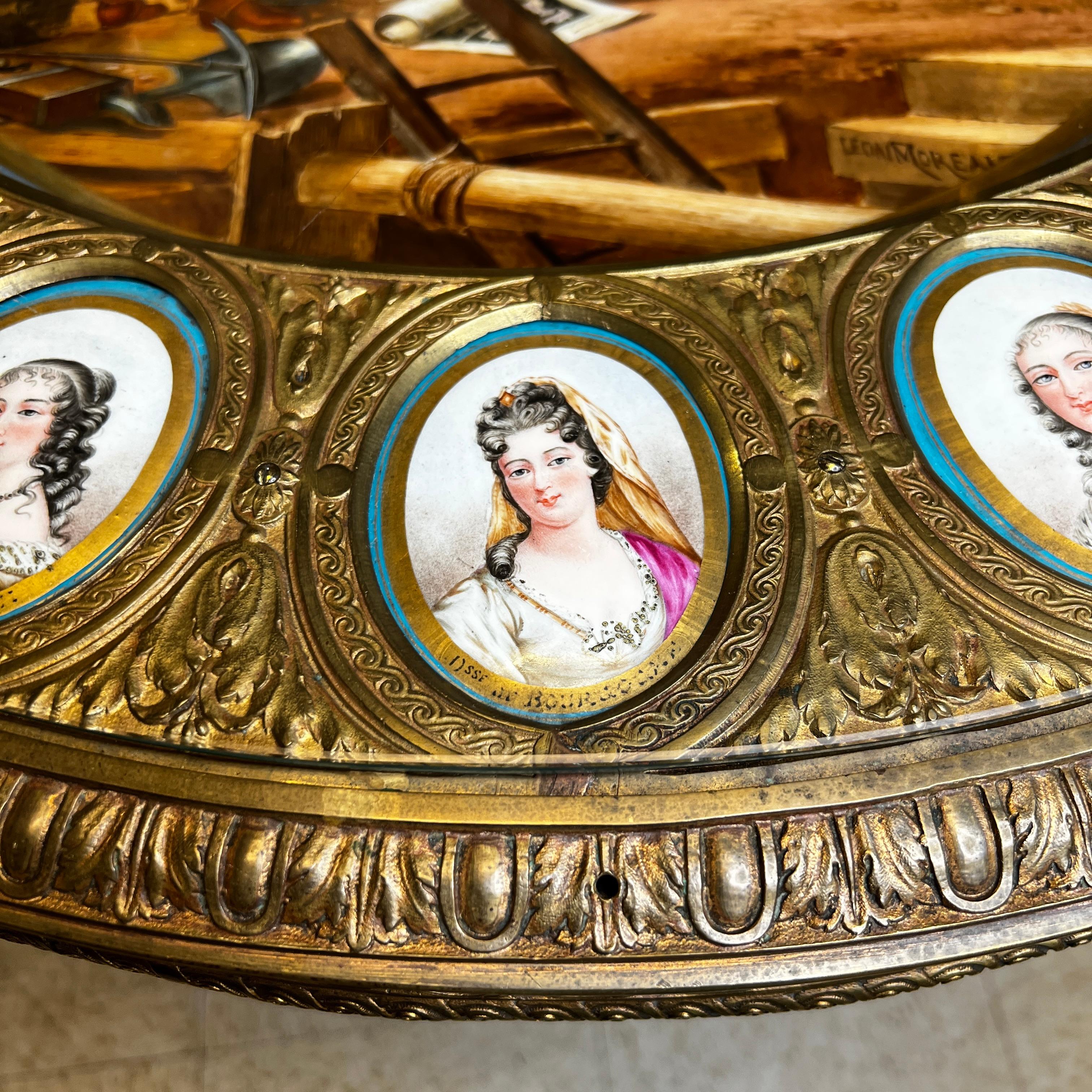 French 19 Century Louis XVI Style Gilt Bronze and Serves Porcelain Center Table 4