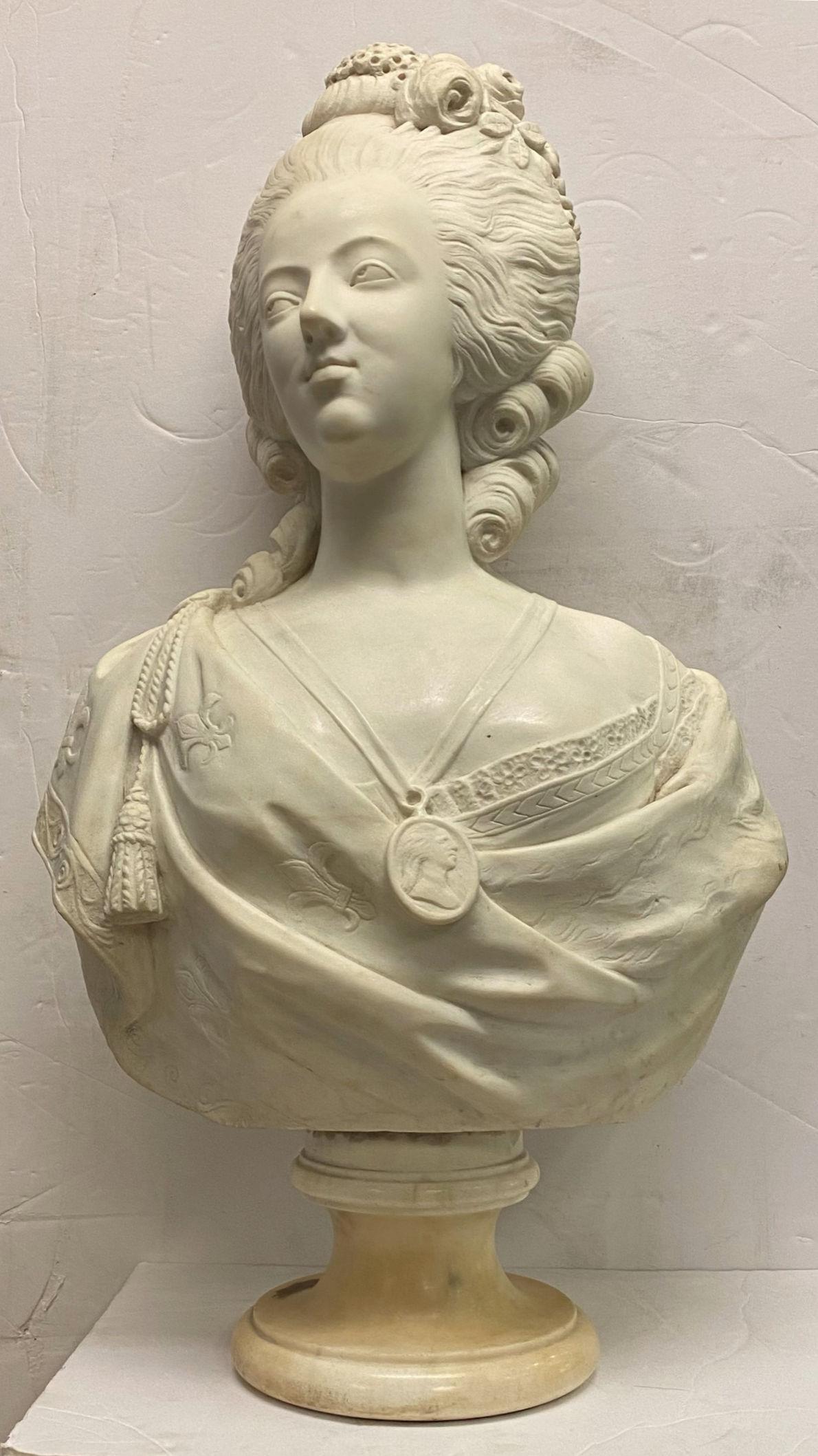 French 19th Century Marie Antoinette Marble Bust 12