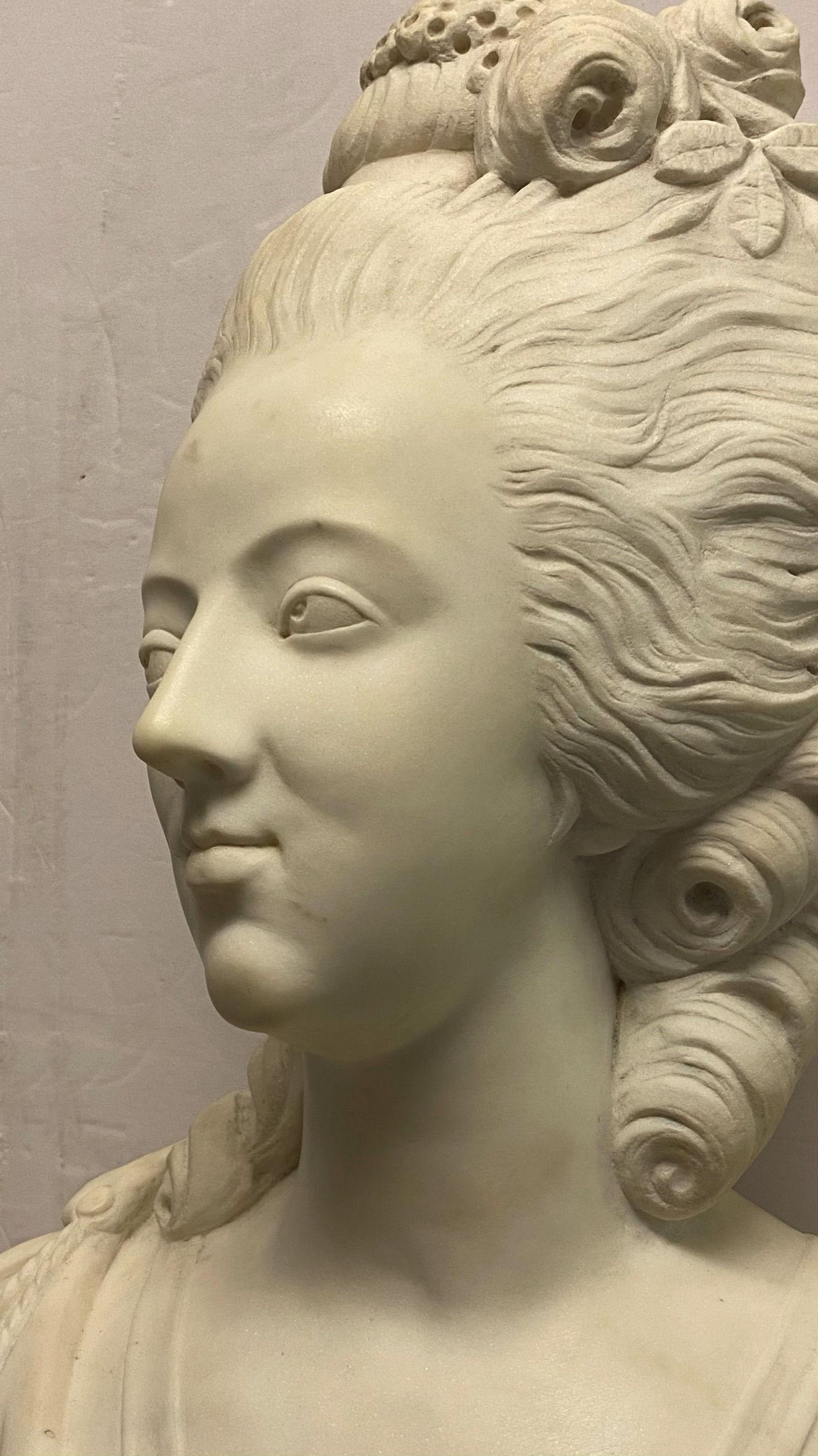 Louis XVI French 19th Century Marie Antoinette Marble Bust