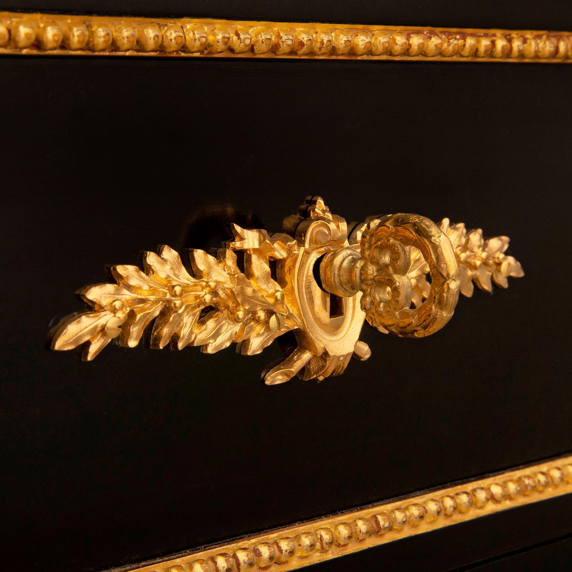 French 19th Century Napoleon III Period Ebony Ormolu Gilt Metal & Marble Commode For Sale 4