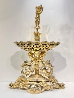 French 19 century Neoclassical Gilt Bronze Centerpiece Bowl