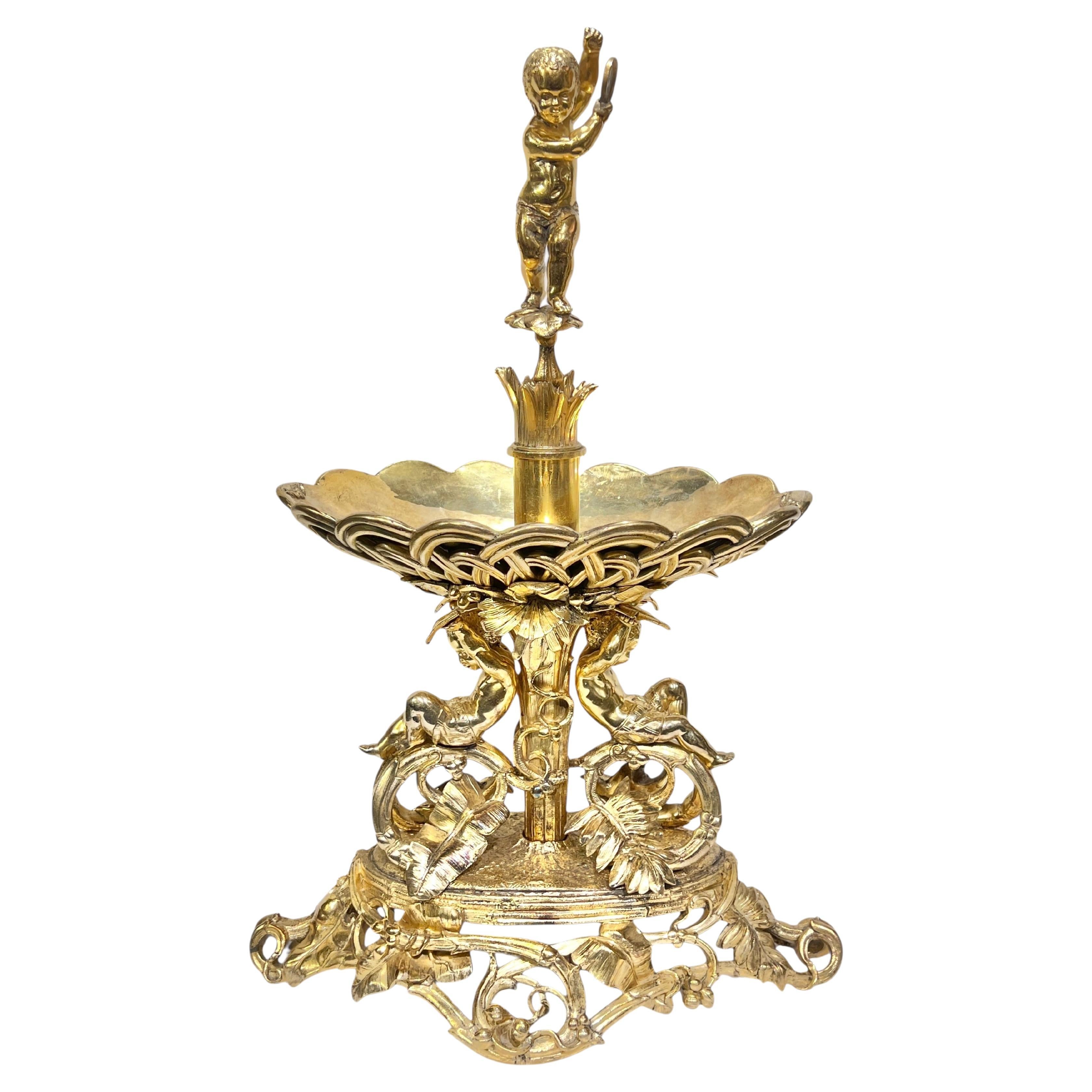 French 19 century Neoclassical Gilt Bronze Centerpiece Bowl