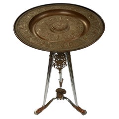 French 19 century Neoclassical Round Bronze and Chrome Tripod Stand