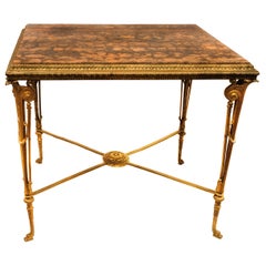 French 19 Century Neoclassical Style Bronze Marble-Top Center Table