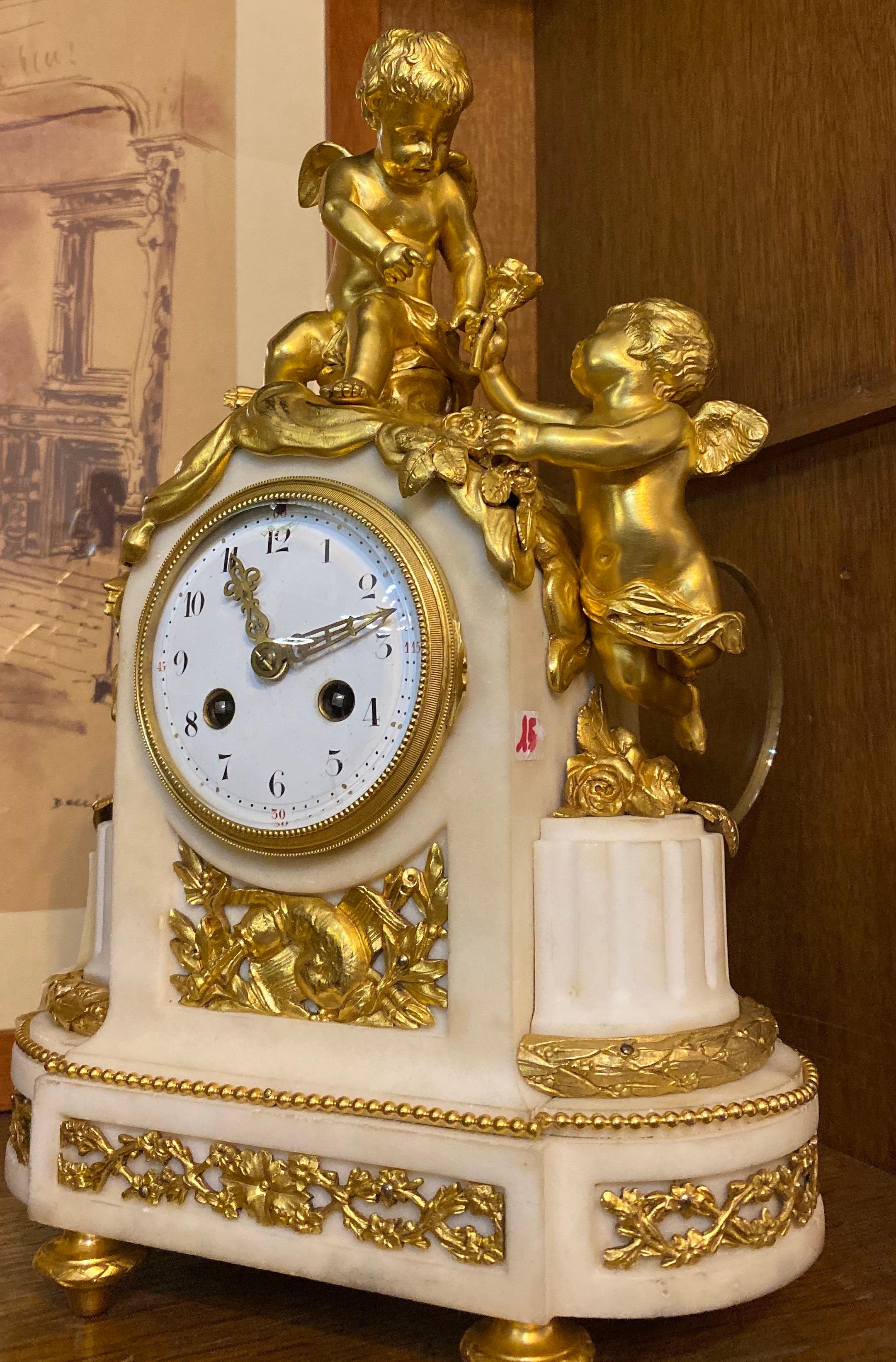 antique white marble mantel clocks