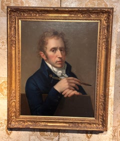 Portrait d'un érudit, d'un poète ou d'un écrivain tenant une plume