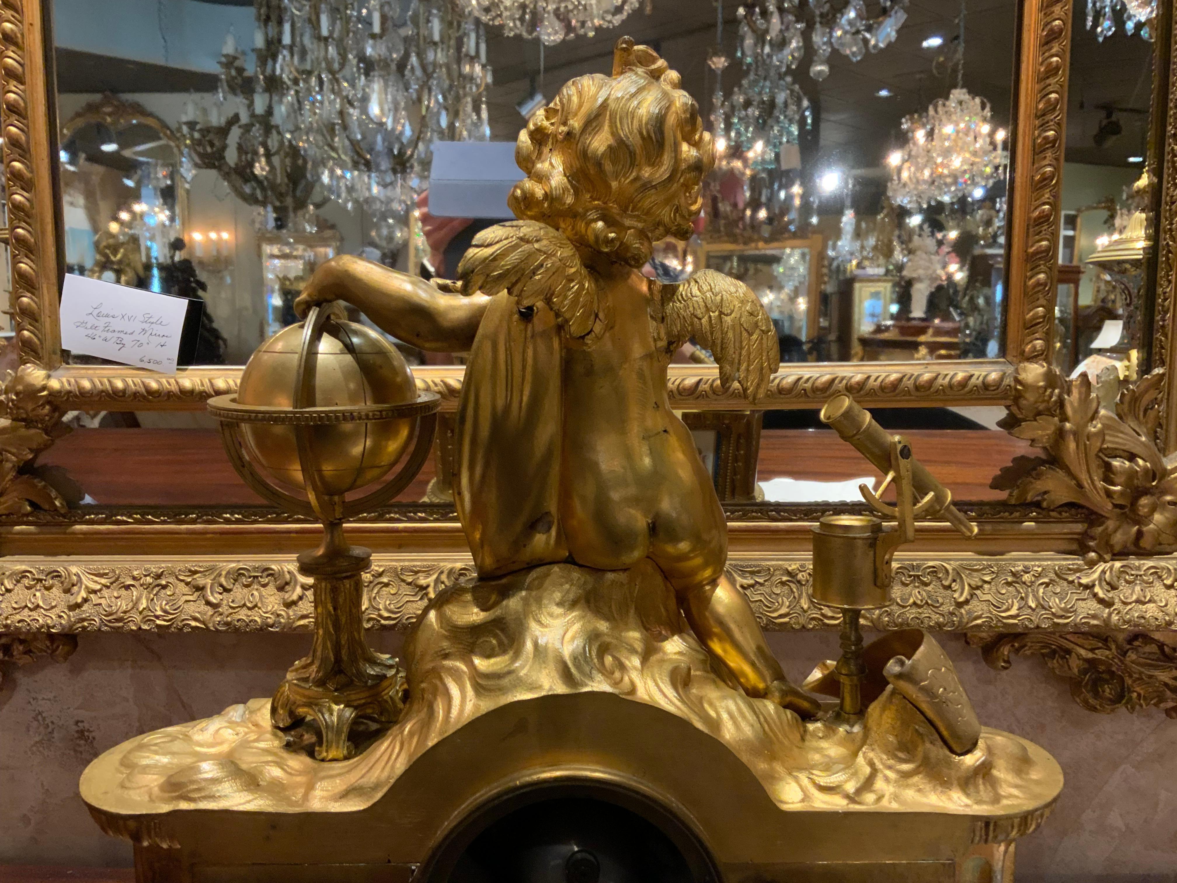 French 19 th c. Bronze dore and porcelain clock For Sale 5