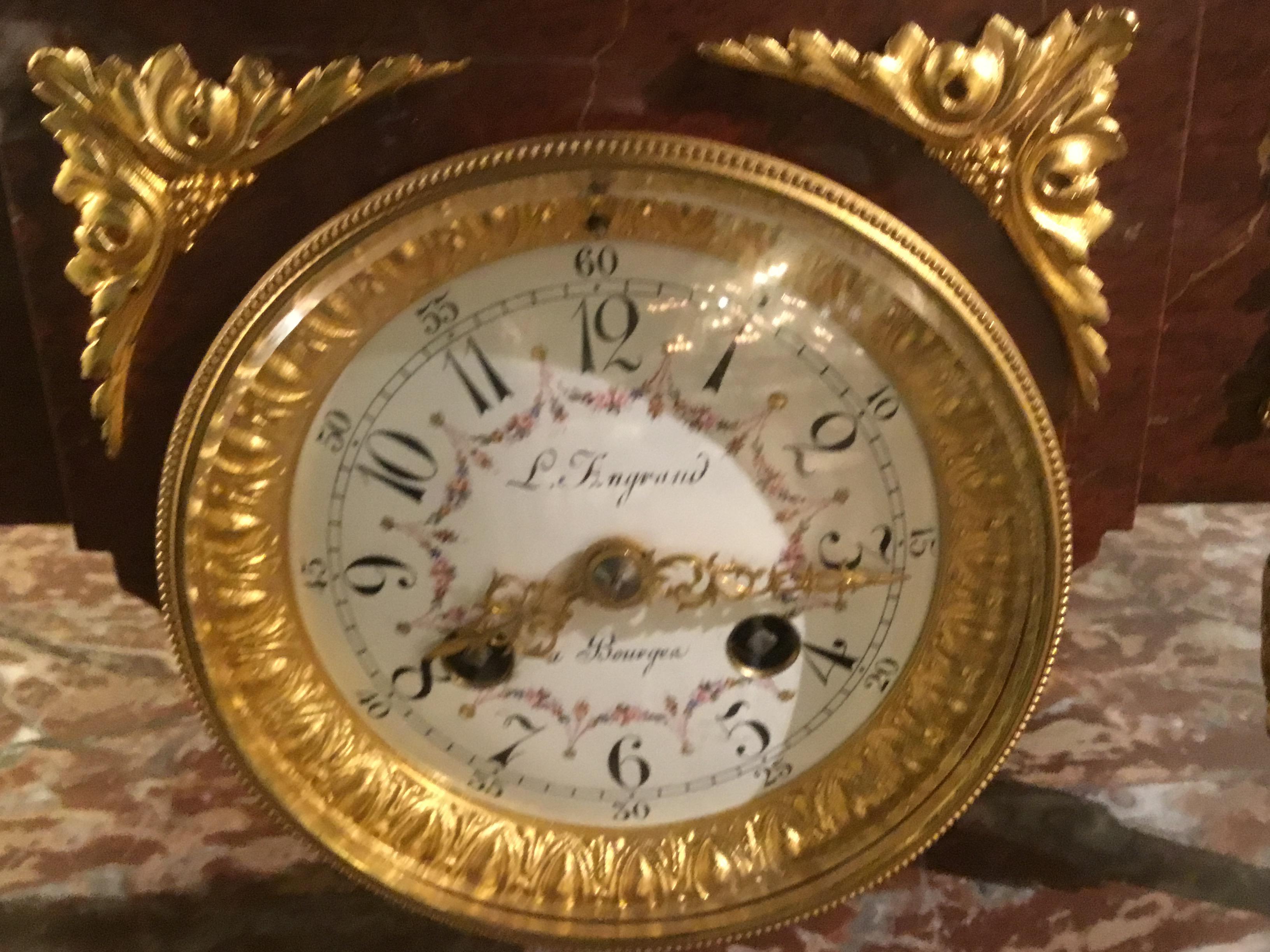 French Clock by H Koudebine, Paris with Figural Bronze by Charles Anfrie In Excellent Condition For Sale In Houston, TX