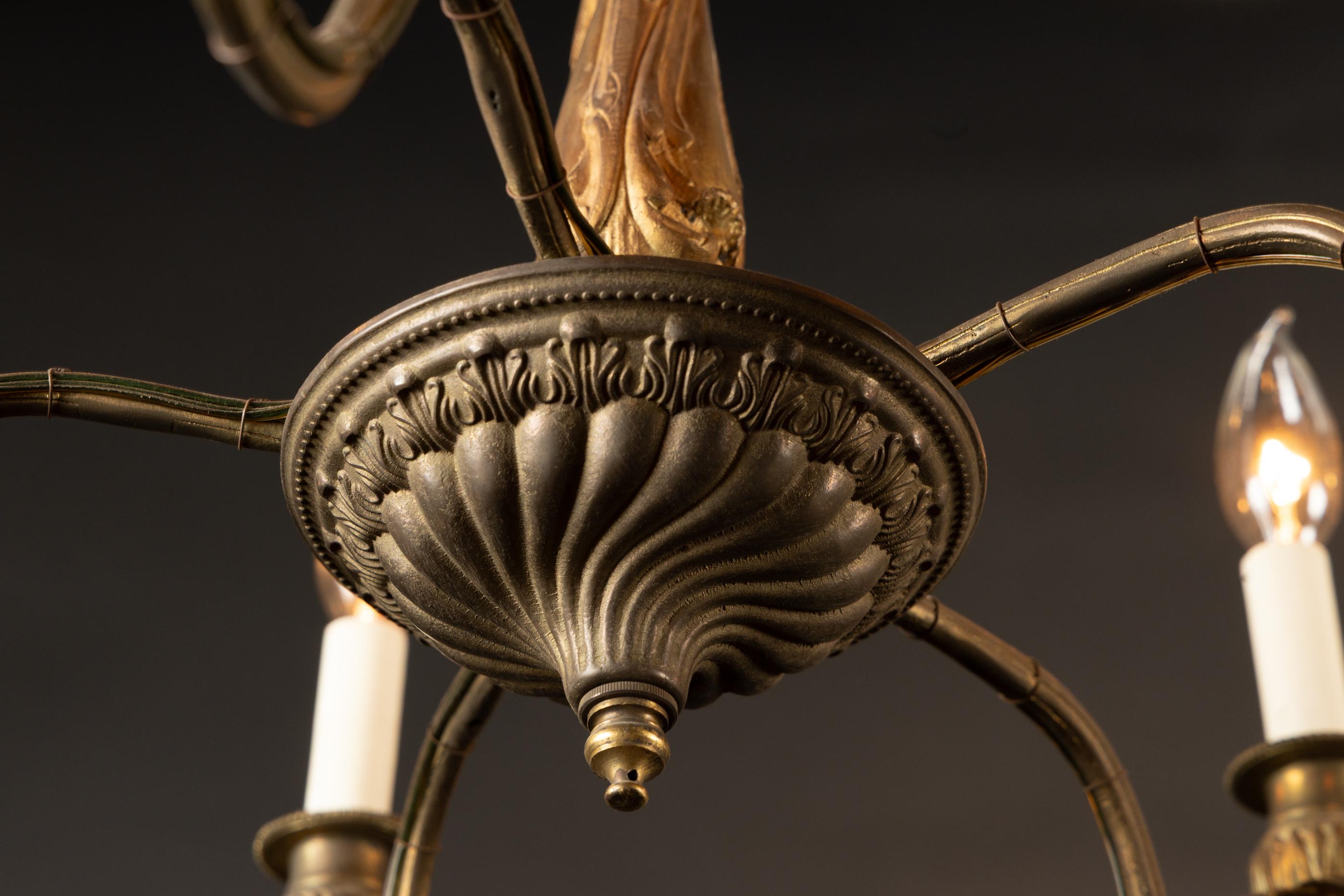 Bronzo Lampadario francese in bronzo Luigi XVI del XIX secolo in vendita