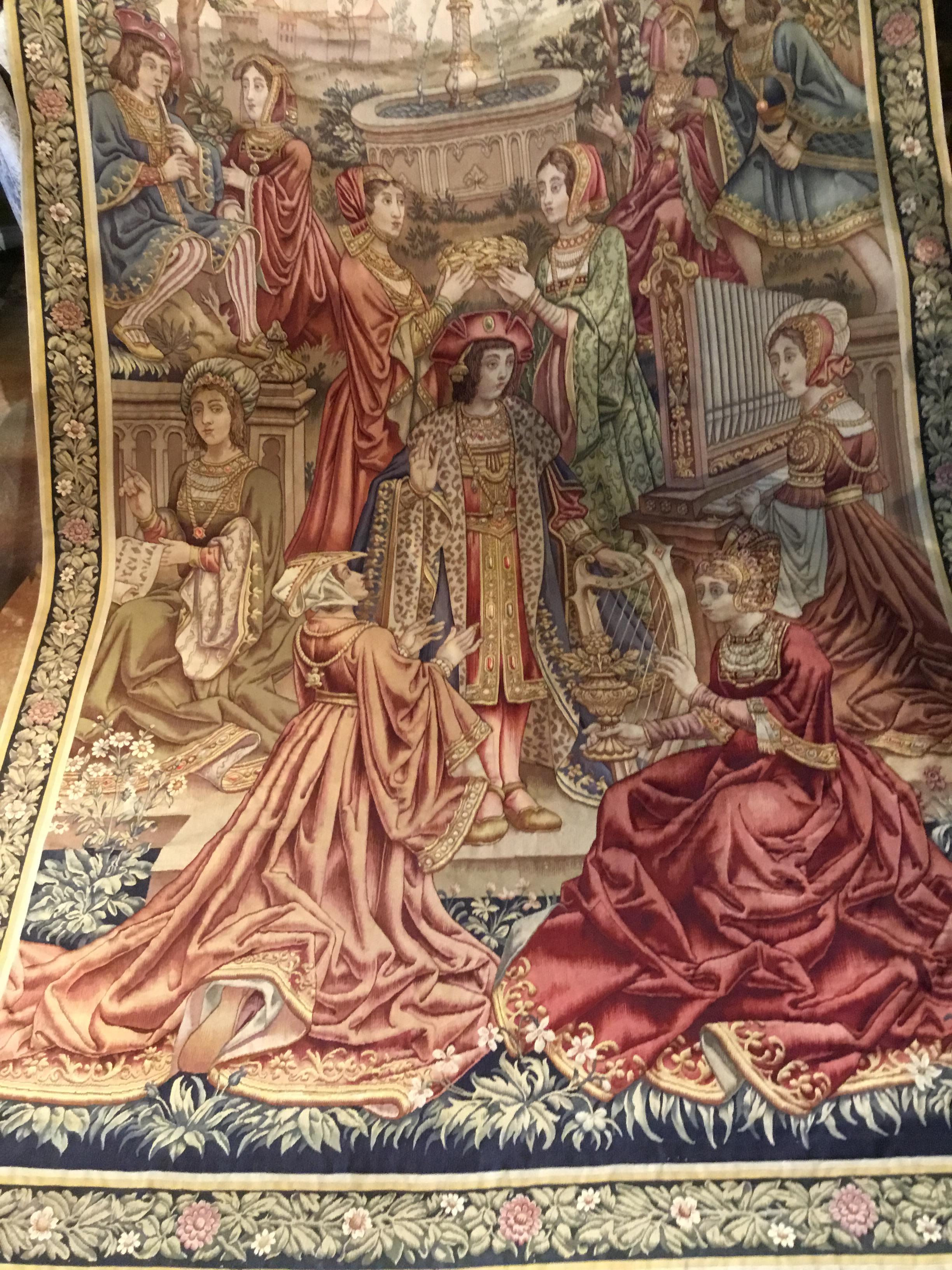 Late 19th Century French 19th Century large Woven Tapestry Depicting Royalty  For Sale