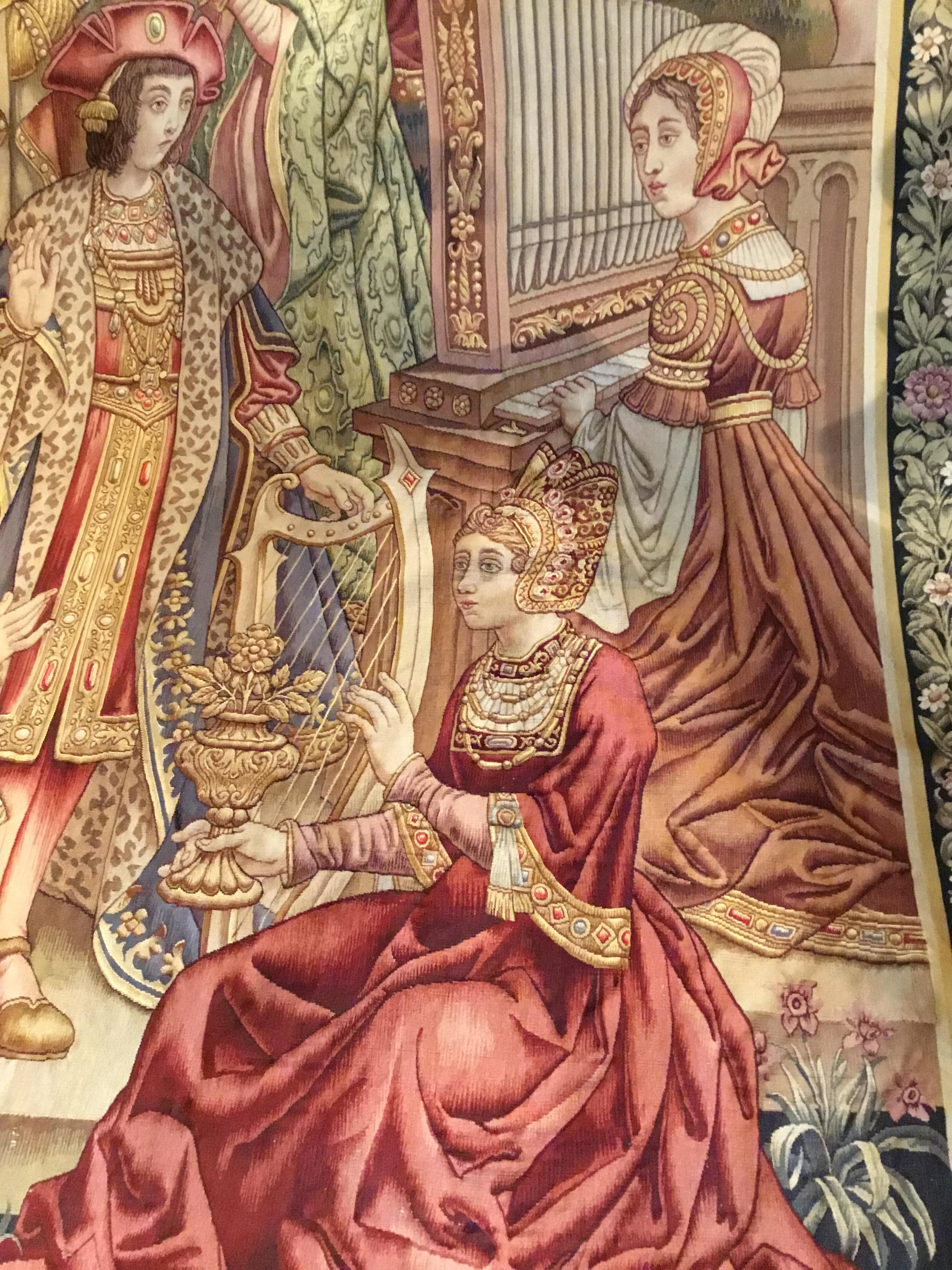 French 19th Century large Woven Tapestry Depicting Royalty  For Sale 1