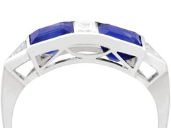 French 1.90 Carat Sapphire and Diamond White Gold Cocktail Ring