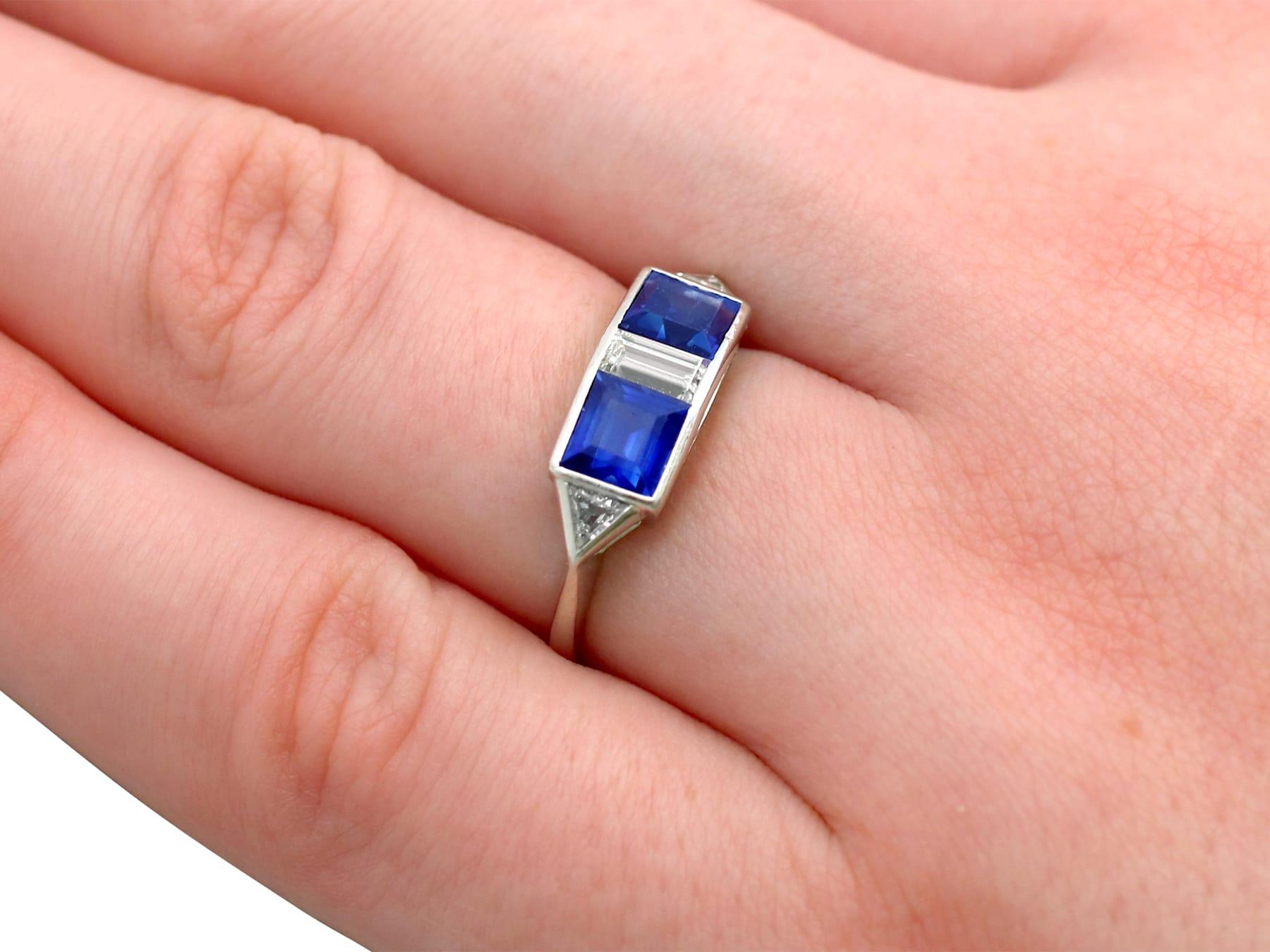 French 1.90 Carat Sapphire and Diamond White Gold Cocktail Ring For Sale 1