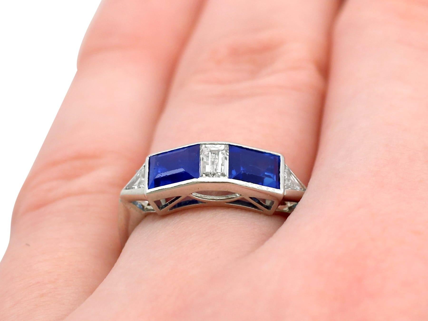 French 1.90 Carat Sapphire and Diamond White Gold Cocktail Ring For Sale 2