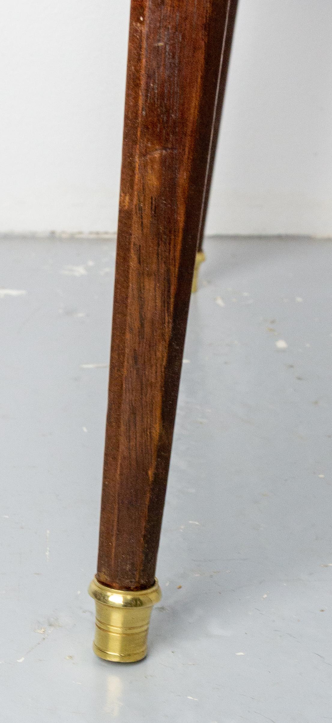 French 1900 Iroko, Marble & Brass Sellette or Plant Holder Louis XVI St, c 1900 For Sale 7
