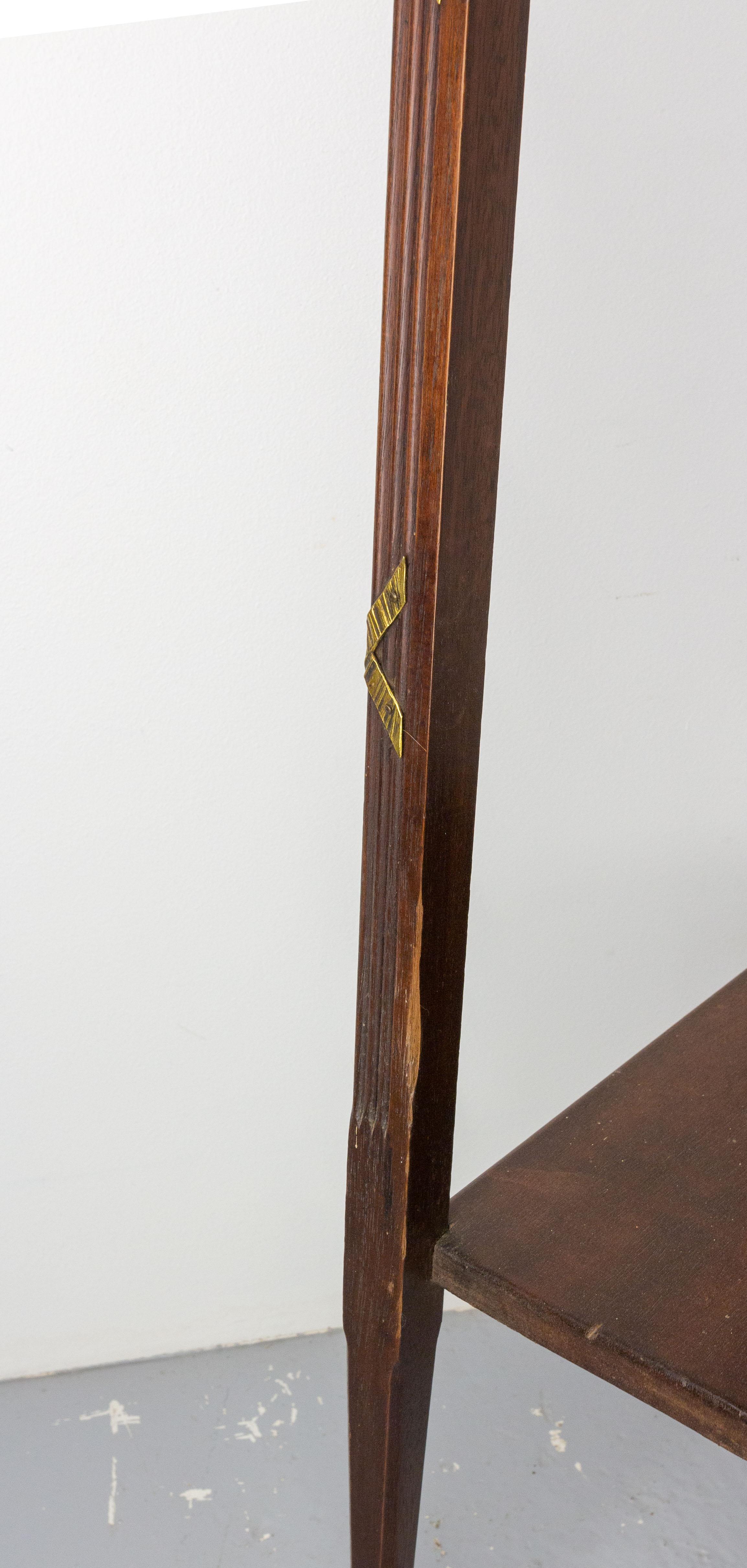 French 1900 Iroko, Marble & Brass Sellette or Plant Holder Louis XVI St, c 1900 For Sale 8