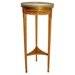 Sellette o jardinera francesa de 1900 de iroco, mármol y latón, estilo Luis XVI, c 1900