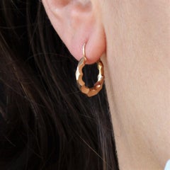 French 1900s 18 Karat Rose Gold Creoles Hoop Earrings